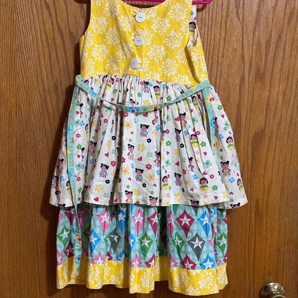 Jelly the Pug Colorful Sleeveless Sz 6x Dress Patterns tired ruffles. Q‎